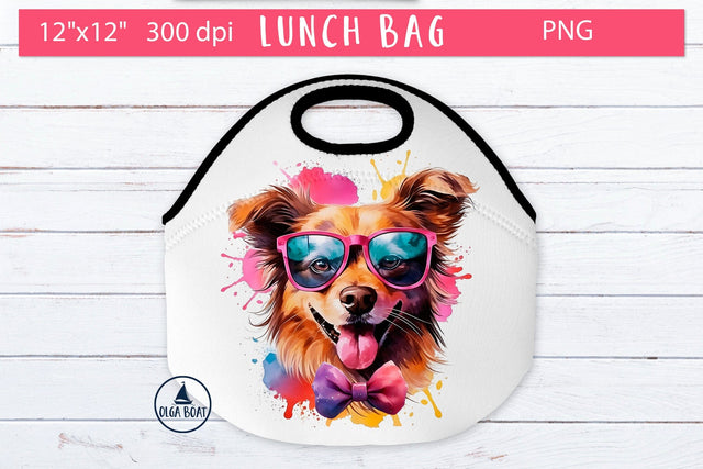 Funny Dog watercolor drawing | Lunch Bag sublimation Sublimation Olga Boat Design 