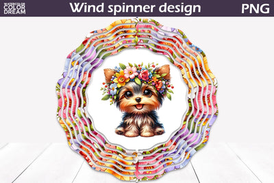 Funny Dog Wind Spinner | Yorkie Wind Spinner Sublimation WatercolorColorDream 