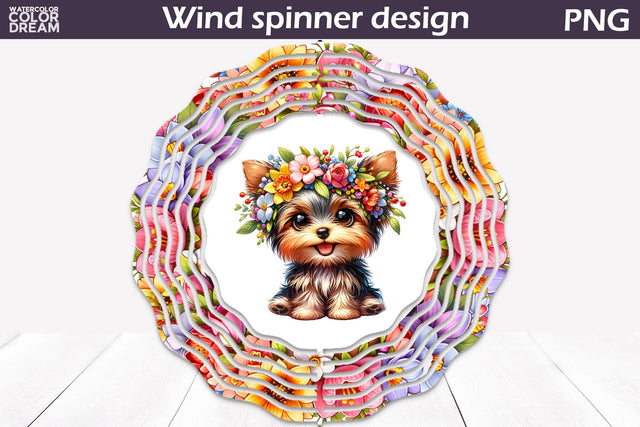 Funny Dog Wind Spinner | Yorkie Wind Spinner Sublimation WatercolorColorDream 