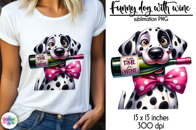 Funny Dog with Wine Bottle Sublimation, Dog Love Print, Wine Lover PNG Sublimation Designs by Ira 