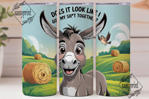 Funny Donkey 20oz Tumbler Wrap Sublimation sassyprint 
