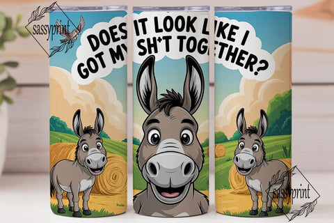Funny Donkey 20oz Tumbler Wrap Sublimation sassyprint 