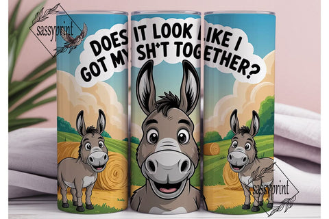 Funny Donkey 20oz Tumbler Wrap Sublimation sassyprint 