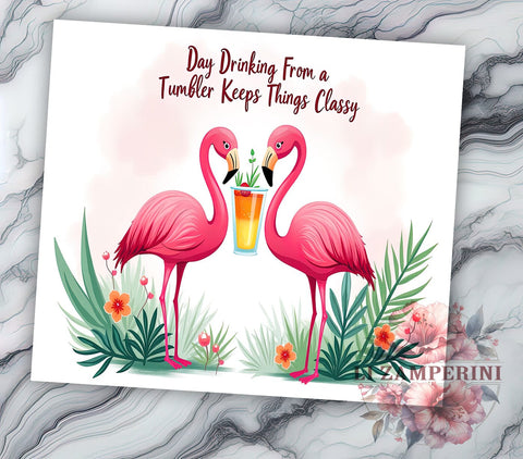 Funny Drinking Tumbler, Flamingo Tumbler Design, Sarcastic Tumbler, Day Drinking Tumbler, 20oz Tumbler, Sublimation PNG, Summer Drinkware, Humorous Flamingo Design Sublimation Li Zamperini 