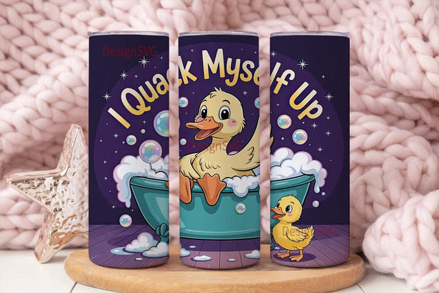Funny Duck Bath Time 20oz Tumbler Wrap Sublimation DesignSVG 