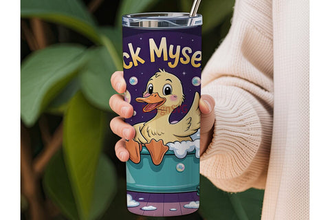 Funny Duck Bath Time 20oz Tumbler Wrap Sublimation DesignSVG 