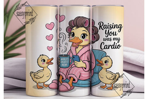 Funny Duck Mom 20oz Tumbler Wrap Sublimation sassyprint 