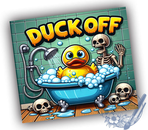 Funny Duck Skeleton Halloween 20oz Skinny Tumbler PNG, Funny Yellow Rubber Duck Tumbler Sublimation Wrap, Straight & Tapered Tumbler Wrap, Instant Digital Download Sublimation ToriDesigns 