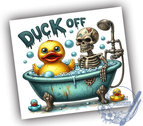 Funny Duck Skeleton Halloween 20oz Skinny Tumbler PNG, Funny Yellow Rubber Duck Tumbler Sublimation Wrap, Straight & Tapered Tumbler Wrap, Instant Digital Download Sublimation ToriDesigns 