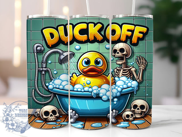 Funny Duck Skeleton Halloween 20oz Skinny Tumbler PNG, Funny Yellow Rubber Duck Tumbler Sublimation Wrap, Straight & Tapered Tumbler Wrap, Instant Digital Download Sublimation ToriDesigns 