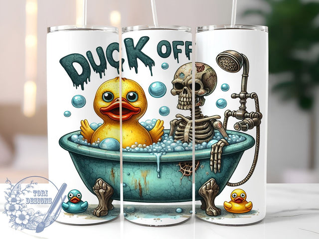 Funny Duck Skeleton Halloween 20oz Skinny Tumbler PNG, Funny Yellow Rubber Duck Tumbler Sublimation Wrap, Straight & Tapered Tumbler Wrap, Instant Digital Download Sublimation ToriDesigns 