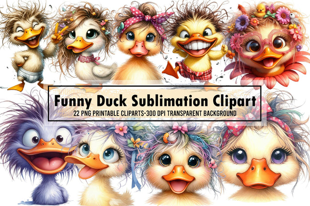 Funny Duck Sublimation Clipart Bundle Sublimation designartist 