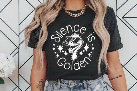 Funny duck svg, silence is golden duct tape is silver, sarcastic quote png dxf, snarky duck design SVG TonisArtStudio 