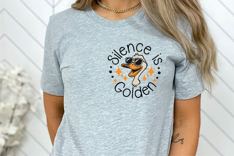 Funny duck svg, silence is golden duct tape is silver, sarcastic quote png dxf, snarky duck design SVG TonisArtStudio 