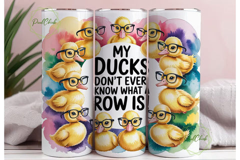 Funny Ducks Tumbler Wrap 20oz Sublimation PixelChick 
