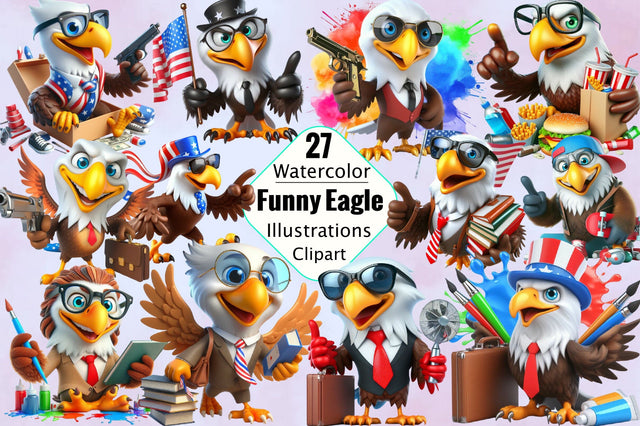 Funny Eagle Sublimation Clipart Bundle Sublimation SVGArt 