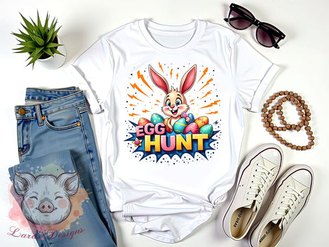 Funny Easter Bunny, Easter Egg Hunt, Bunny PNG, Sublimation Design, Digital Download, Easter Clipart, Spring Decor, Cute Bunny Art Sublimation Lara' s Designs 