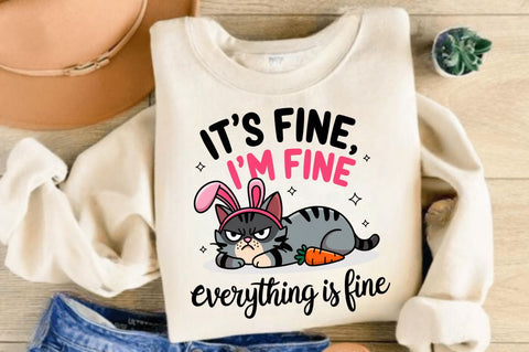 Funny Easter Cat Bunny PNG Easter Cat Sublimation Design Sublimation Regulrcrative 