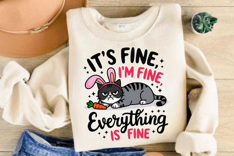 Funny Easter Cat Bunny PNG Easter Cat Sublimation Design Sublimation Regulrcrative 