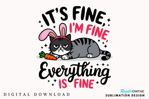 Funny Easter Cat Bunny PNG Easter Cat Sublimation Design Sublimation Regulrcrative 