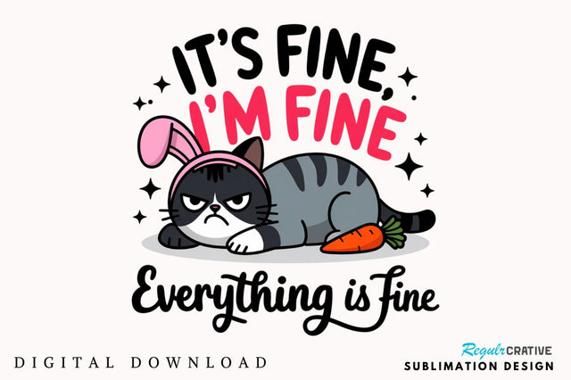 Funny Easter Cat Bunny PNG Easter Cat Sublimation Design Sublimation Regulrcrative 