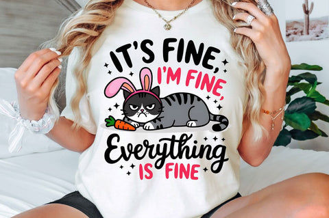 Funny Easter Cat Bunny PNG Easter Cat Sublimation Design Sublimation Regulrcrative 