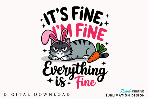 Funny Easter Cat Bunny PNG Easter Cat Sublimation Design Sublimation Regulrcrative 