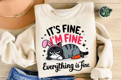 Funny Easter Cat Bunny PNG Easter Cat Sublimation Design Sublimation Regulrcrative 