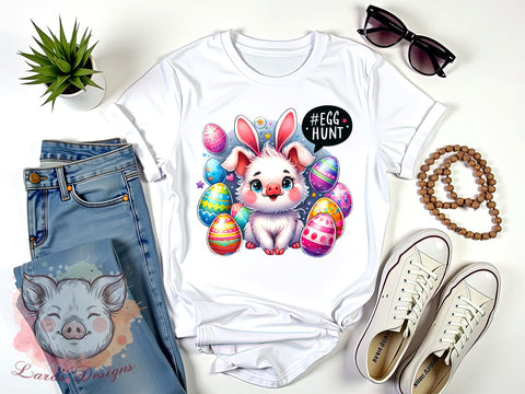 Funny Easter Pig, Easter Egg Hunt, Pig PNG, Sublimation Design, Easter Decor, Digital Download, Pig Clipart, Spring Celebration Sublimation Lara' s Designs 