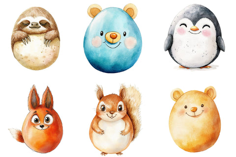 Funny Egg with Animals Face Clipart PNG Sublimation PaperPrintSVG 