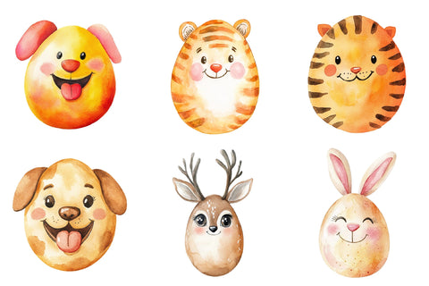 Funny Egg with Animals Face Clipart PNG Sublimation PaperPrintSVG 