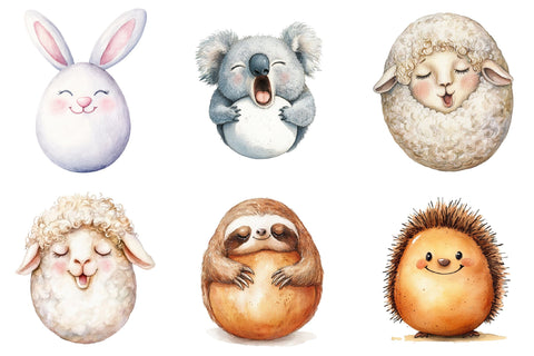 Funny Egg with Animals Face Clipart PNG Sublimation PaperPrintSVG 