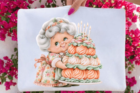 Funny Elderly Lady Clipart PNG Bundle Sublimation SVGArt 