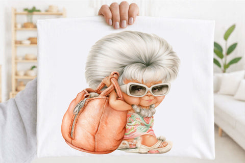Funny Elderly Lady Clipart PNG Bundle Sublimation SVGArt 