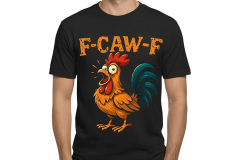 Funny F-Caw-F Chicken PNG | Screaming Rooster Meme Clipart | Crazy Hen Digital Art | Farm Animal Shirt Design Download Sublimation BB Type Studios 