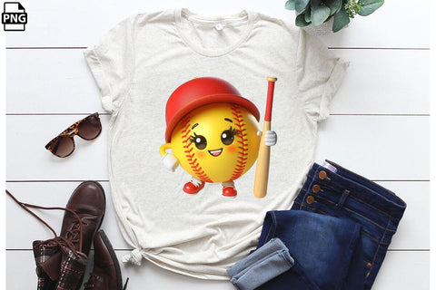 Funny Face Softball PNG Printable File Sublimation Creativedesigntee 