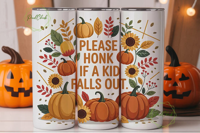 Funny Fall Kids Tumbler Wrap Sublimation PixelChick 