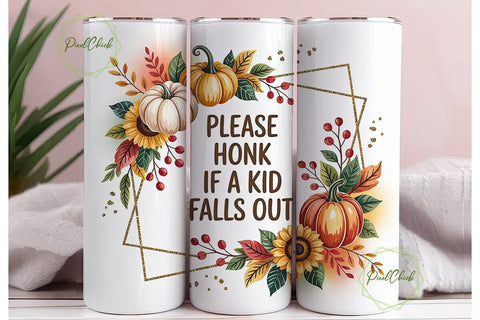 Funny Fall Kids Tumbler Wrap Sublimation PixelChick 