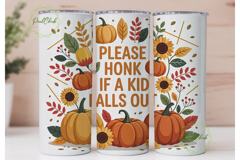 Funny Fall Kids Tumbler Wrap Sublimation PixelChick 