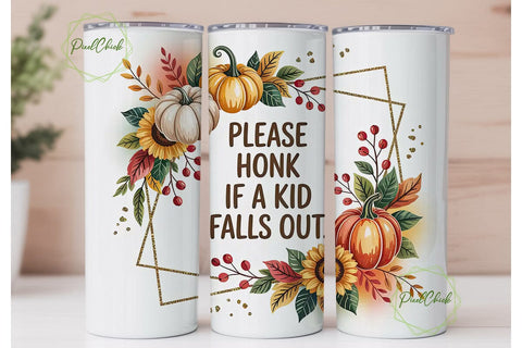 Funny Fall Kids Tumbler Wrap Sublimation PixelChick 