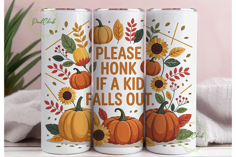 Funny Fall Kids Tumbler Wrap Sublimation PixelChick 