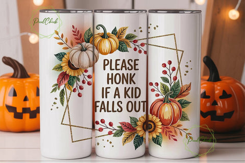 Funny Fall Kids Tumbler Wrap Sublimation PixelChick 