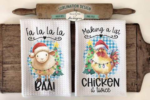 Funny Farm Animal Christmas Sublimation Kitchen Towel Design Sublimation Ewe-N-Me Designs 