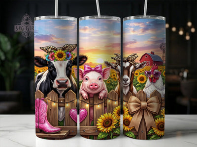Funny Farm Animals 20oz Tumbler, Funny Farm Animals, Farm Animals Tumbler, Funny Farm Tumbler, Animal Tumbler, Farm Animals PNG, Funny Animals PNG, 20oz Tumbler Wrap Sublimation SvggirlplusArt 