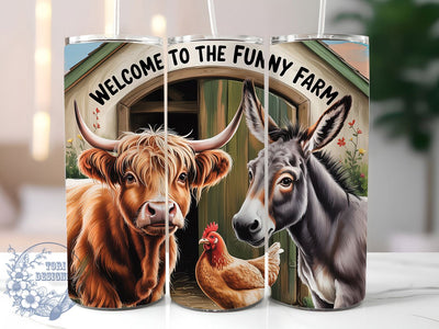 Funny Farm Animals Highland Cow Tumbler, Highland Cow Tumbler, Rustic Chicken Wrap, Whimsical Donkey Wrap, Farmhouse Humor Wrap, Sublimation Design, Trendy Gift Idea Sublimation ToriDesigns 