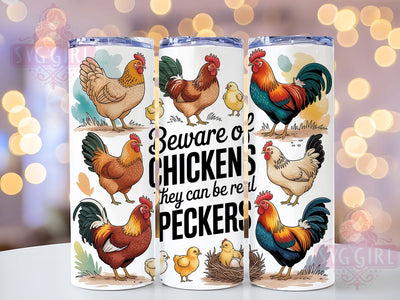 Funny Farm Chicken Quote Tumbler Wrap, Farm Life Sublimation Design, Beware of Chickens Wrap, 20oz Skinny Tumbler Wrap, Chicken Humor Drinkware, Real Peckers Quote Wrap, Rustic Farmhouse Sublimation Sublimation SvggirlplusArt 