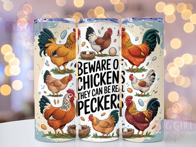 Funny Farm Chicken Quote Tumbler Wrap, Farm Life Sublimation Design, Beware of Chickens Wrap, 20oz Skinny Tumbler Wrap, Chicken Humor Drinkware, Real Peckers Quote Wrap, Rustic Farmhouse Sublimation Sublimation SvggirlplusArt 