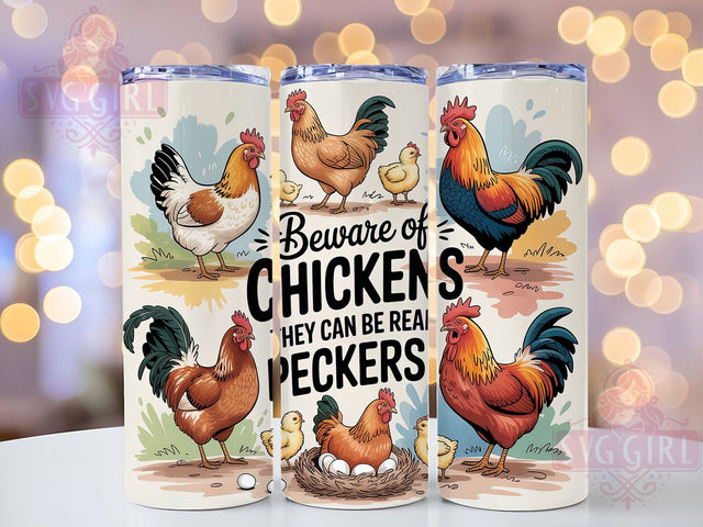 Funny Farm Chicken Quote Tumbler Wrap, Farm Life Sublimation Design, Beware of Chickens Wrap, 20oz Skinny Tumbler Wrap, Chicken Humor Drinkware, Real Peckers Quote Wrap, Rustic Farmhouse Sublimation Sublimation SvggirlplusArt 