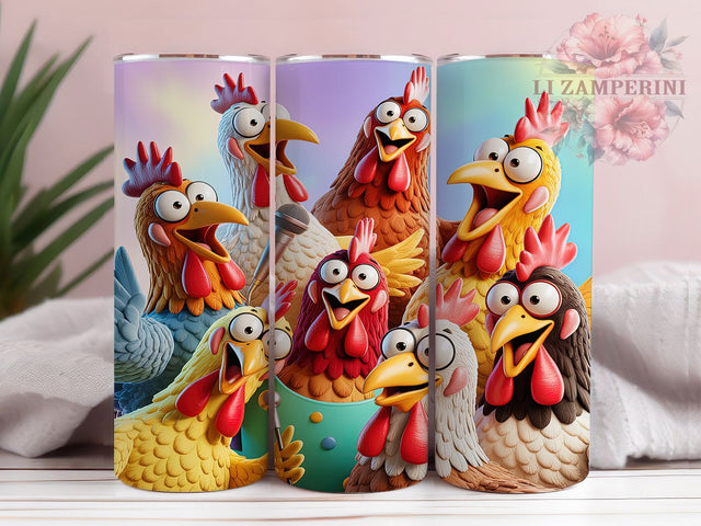 Funny Farm Chicken Tumbler, Farm Animal Wrap, Chicken Humor Sublimation, 20oz Chicken Tumbler, Whimsical Chicken Art, Cute Farmhouse Mug, Silly Chicken Cup Sublimation Li Zamperini 
