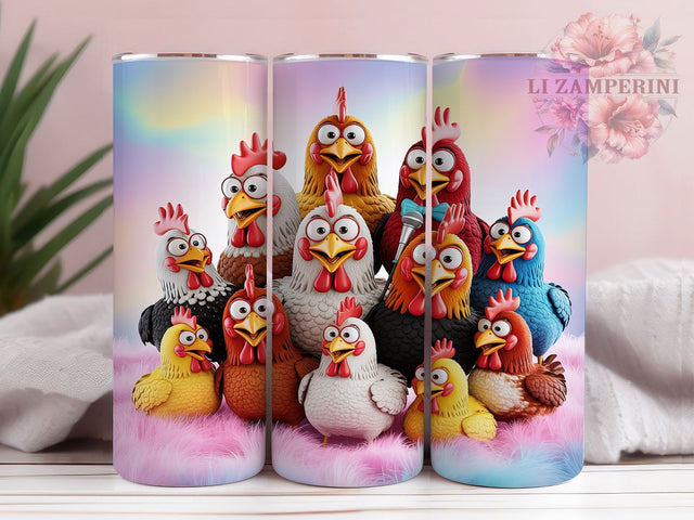 Funny Farm Chicken Tumbler, Farm Animal Wrap, Chicken Humor Sublimation, 20oz Chicken Tumbler, Whimsical Chicken Art, Cute Farmhouse Mug, Silly Chicken Cup Sublimation Li Zamperini 